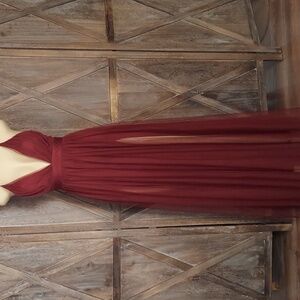 Luxxel V-Neck, Burgundy, Tule Dress. Size S.